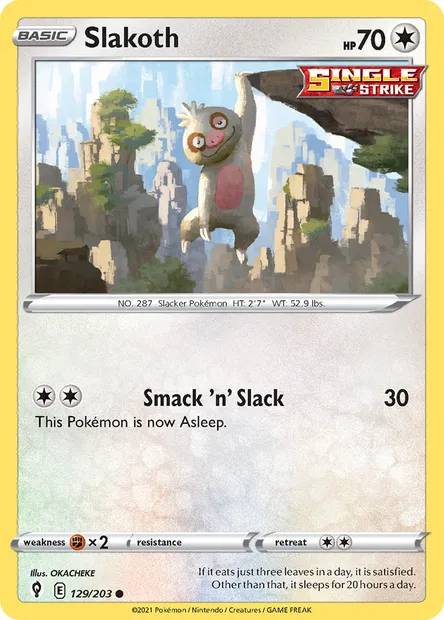 Slakoth, Pokémon card EVS 129 — Evolving Skies set