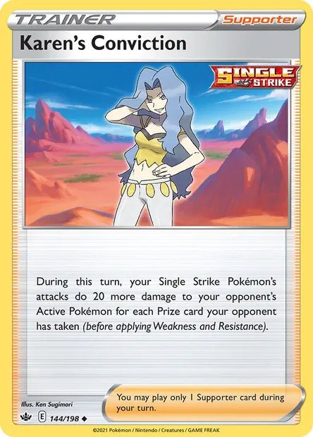 Karen's Conviction, Pokémon card CRE 144 — Chilling Reign set