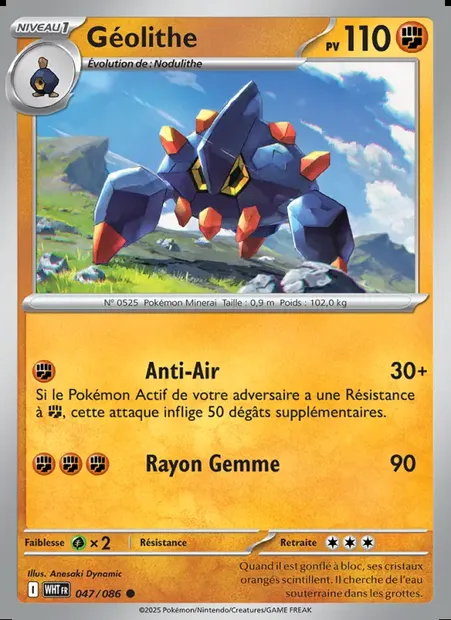 Géolithe, carte Pokémon WHT 047 — extension Flamme Blanche