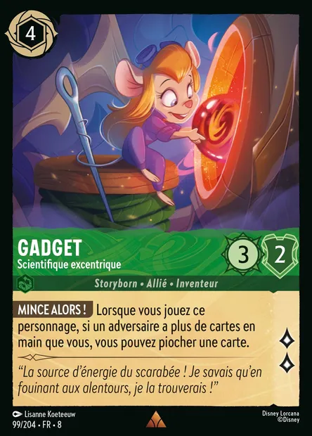 Gadget - Scientifique excentrique, carte Disney Lorcana CH8-099 — extension Le Règne de Jafar