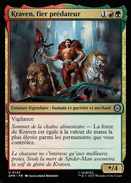 Kraven, fier prédateur, carte Magic SPM 132 — extension Marvel's Spider-Man