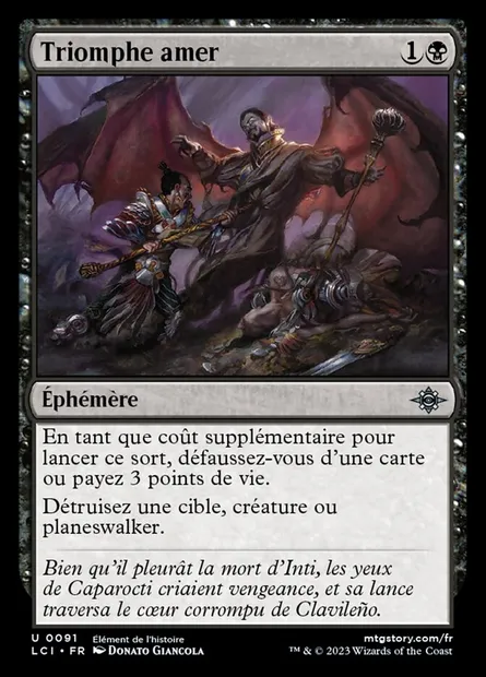 Triomphe amer, carte Magic LCI 91 — extension The Lost Caverns of Ixalan