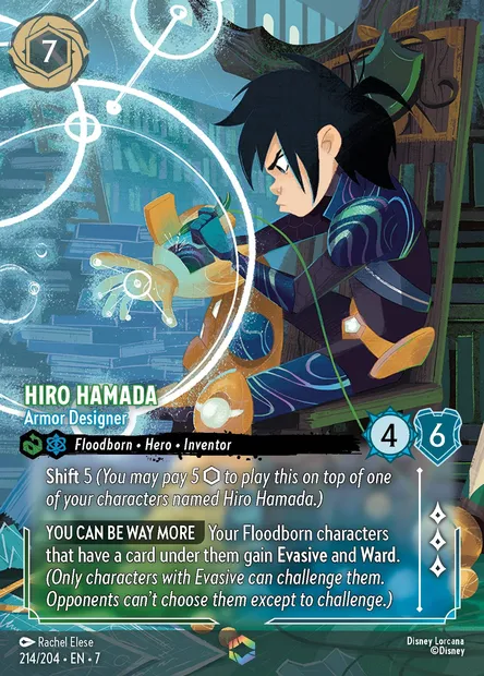 Hiro Hamada - Armor Designer, Disney Lorcana card CH7-214 — Archazia's Island set