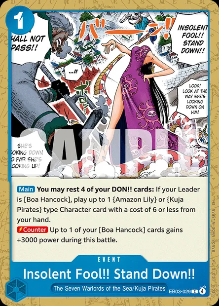 Insolent Fool!! Stand Down!!, One Piece card EB03-029 — ONE PIECE HEROINES EDITION set
