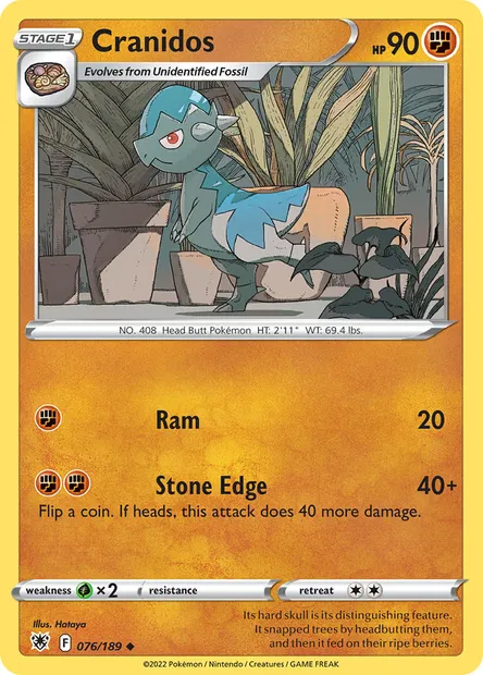 Cranidos, Pokémon card ASR 076 — Astral Radiance set