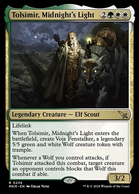 Tolsimir, Midnight's Light, Magic card MKM 236 — Murders at Karlov Manor set