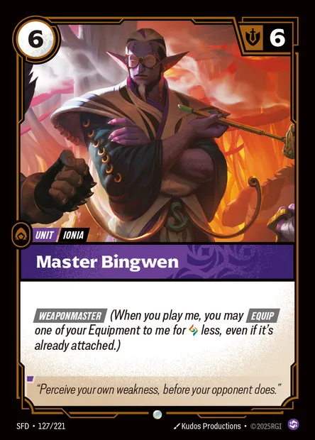 Master Bingwen, Riftbound card SFD 127 — Spiritforged set