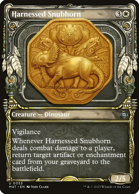 Harnessed Snubhorn, Magic card MAT 53 — March of the Machine: The Aftermath set