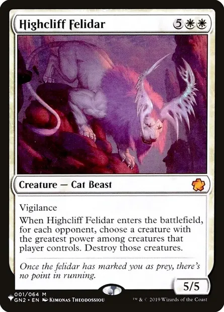 Highcliff Felidar, Magic card PLST GN2-1 — The List set
