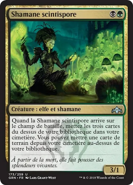 Shamane scintispore, carte Magic GRN 173 — extension Les Guildes de Ravnica