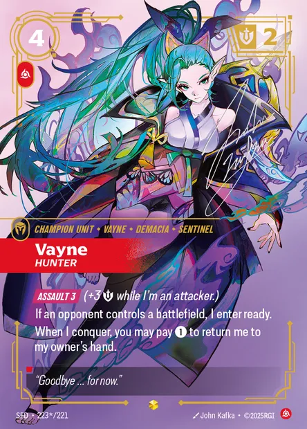 Vayne, Riftbound card SFD 223* — Spiritforged set