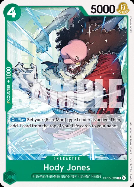 Hody Jones, One Piece card OP15-033 — ADVENTURE ON KAMI’S ISLAND set