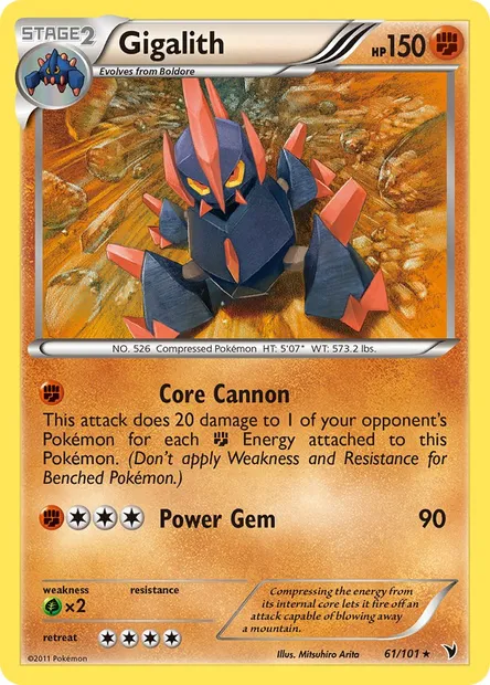Gigalith, Pokémon card NVI 61 — Noble Victories set