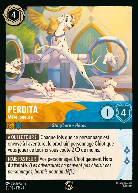 Perdita - Mère joueuse, carte Disney Lorcana P2-021 — extension P2
