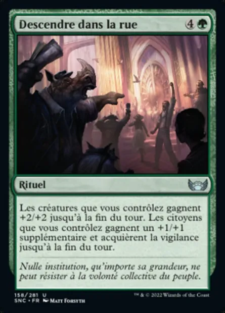 Descendre dans la rue, carte Magic SNC 158 — extension Les rues de la Nouvelle-Capenna