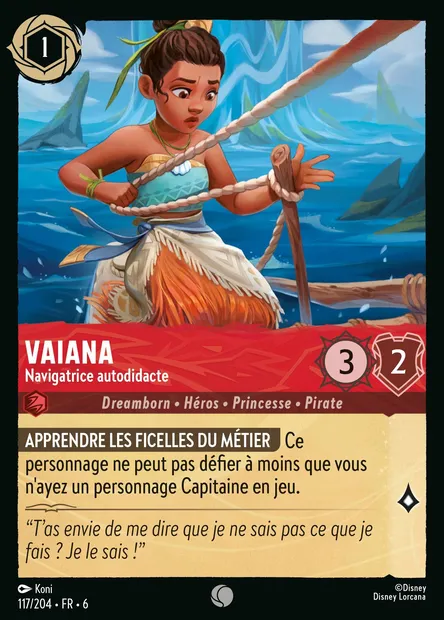 Vaiana - Navigatrice autodidacte, carte Disney Lorcana CH6-117 — extension La Mer Azurite