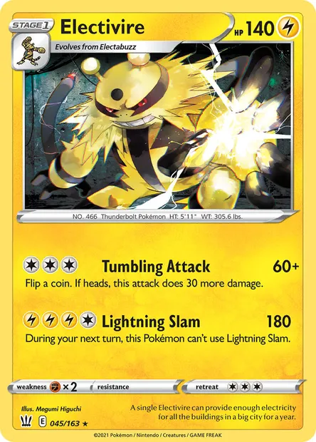Electivire, Pokémon card BST 45 — Battle Styles set