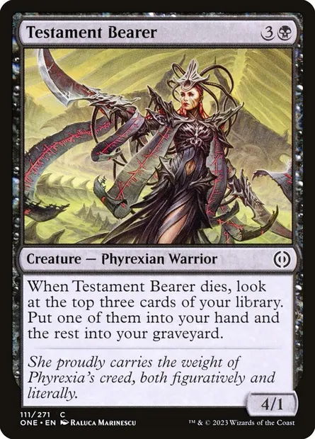Testament Bearer, Magic card ONE 111 — Phyrexia: All Will Be One set