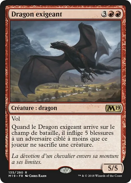 Dragon exigeant, carte Magic M19 135 — extension Core Set 2019