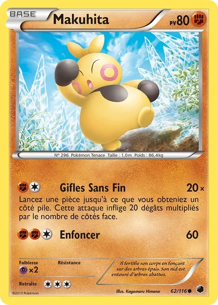 Makuhita, carte Pokémon PLF 62 — extension Glaciation Plasma