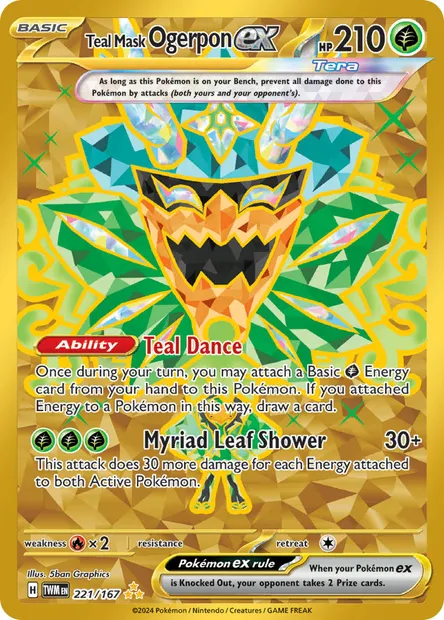 Teal Mask Ogerpon ex, Pokémon card TWM 221 — Twilight Masquerade set