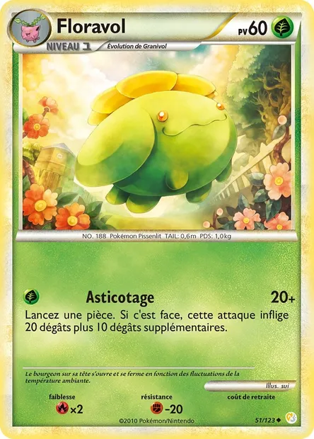 Floravol, carte Pokémon HS 51 — extension HeartGold SoulSilver