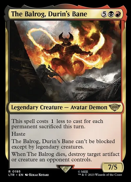 The Balrog, Durin's Bane, Magic card LTR 195 — The Lord of the Rings: Tales of Middle-earth set