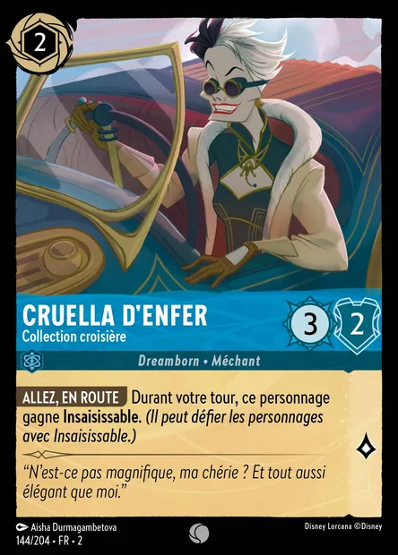 Cruella d'Enfer - Collection croisière, carte Disney Lorcana CH2-144 — extension L'Ascension des Floodborn