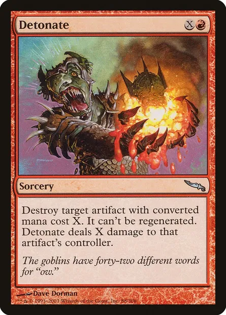 Detonate, Magic card MRD 88 — Mirrodin set