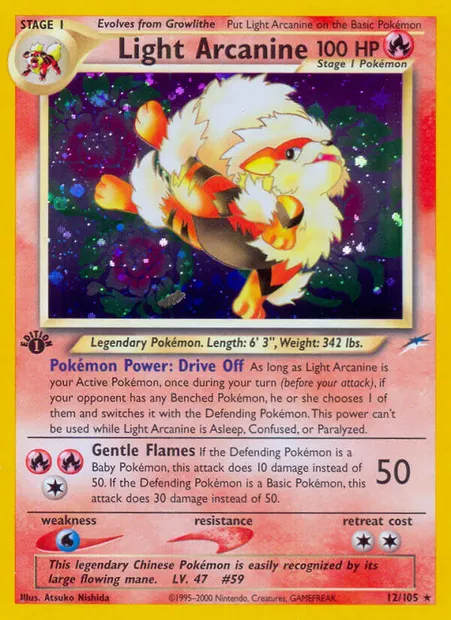 Light Arcanine, Pokémon card NDE 12 — Neo Destiny set