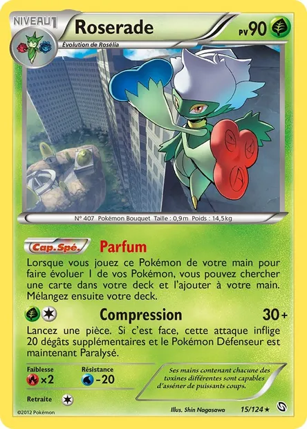 Roserade, carte Pokémon DRX 15 — extension Dragons Éxaltés