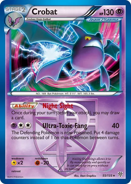 Crobat, Pokémon card PLS 55 — Plasma Storm set