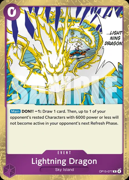 Lightning Dragon, One Piece card OP15-077 — ADVENTURE ON KAMI’S ISLAND set