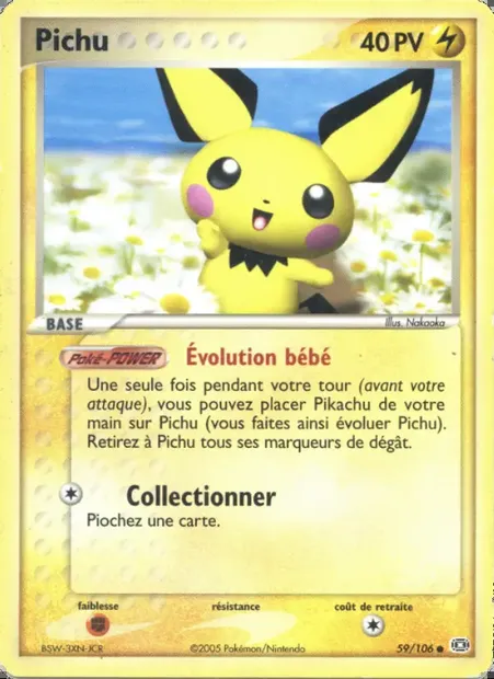 Pichu, carte Pokémon EM 59 — extension EX Émeraude