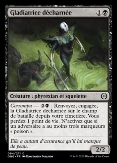 Gladiatrice décharnée, carte Magic ONE 94 — extension Tous Phyrexians