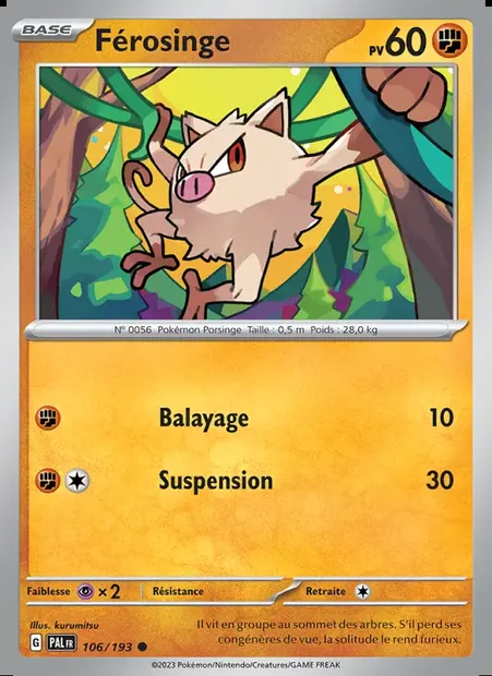 Férosinge, carte Pokémon PAL 106 — extension Évolutions à Paldea