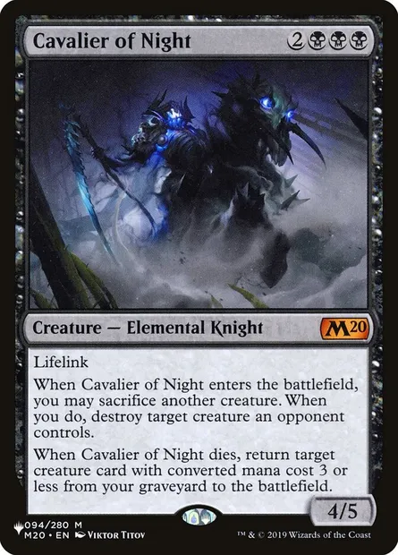 Cavalier of Night, Magic card PLST M20-94 — The List set