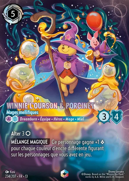 Winnie l'Ourson & Porcinet - Mages mellifiques, carte Disney Lorcana CH13-234 — extension Invasion Epineuse!