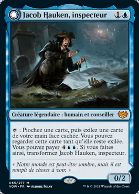 Jacob Hauken, inspecteur // Perspicacité de Hauken, carte Magic VOW 65 — extension Innistrad : noce écarlate