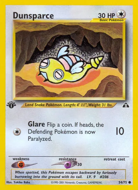 Dunsparce, Pokémon card ND 54 — Neo Discovery set