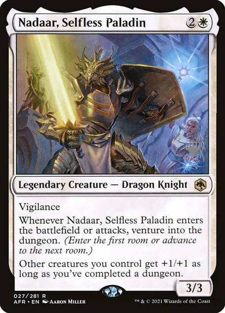 Nadaar, paladin dévoué, carte Magic PAFR 27p — extension Adventures in the Forgotten Realms Promos