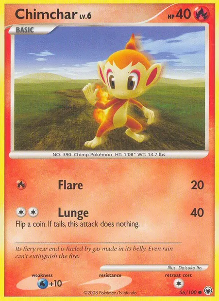 Chimchar, Pokémon card MD 56 — Majestic Dawn set