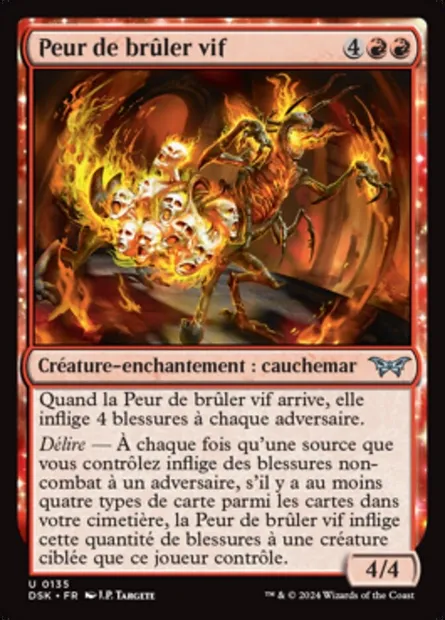 Peur de brûler vif, carte Magic DSK 135 — extension Duskmourn: House of Horror