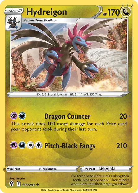 Hydreigon, Pokémon card EVS 115 — Evolving Skies set