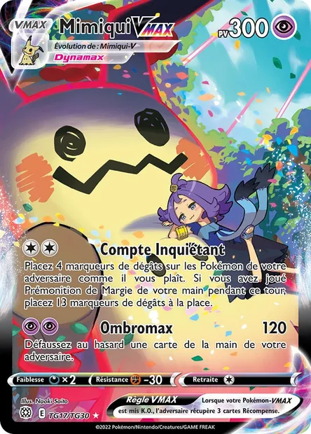 Mimiqui VMAX, carte Pokémon BRS TG17 — extension Stars Étincelantes