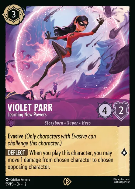 Violet Parr - Learning New Powers, Disney Lorcana card P3-055 — P3 set