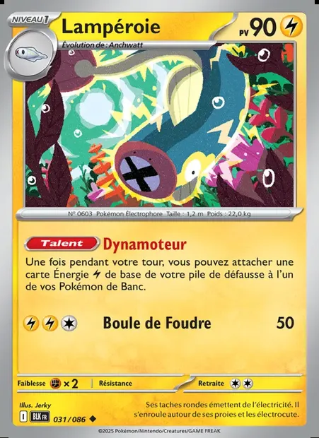 Lampéroie, carte Pokémon BLK 031 — extension Foudre Noire