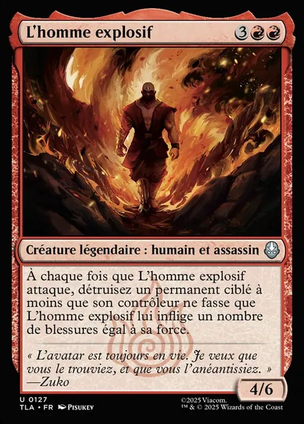 L'homme explosif, carte Magic TLA 127 — extension Avatar: The Last Airbender