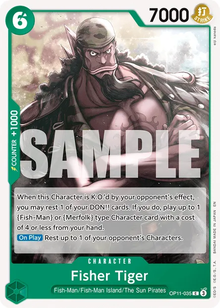Fisher Tiger, One Piece card OP11-035 — A FIST OF DIVINE SPEED set