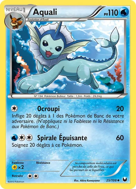 Aquali, carte Pokémon DEX 25 — extension Explorateurs Obscurs